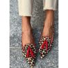 Seasonal new low-heeled pointed cow pattern fringed casual shoes