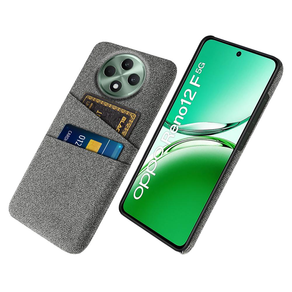 For Oppo Reno12 F 5G Case Cloth+Hard PC Phone Cover with Dual Card Slots