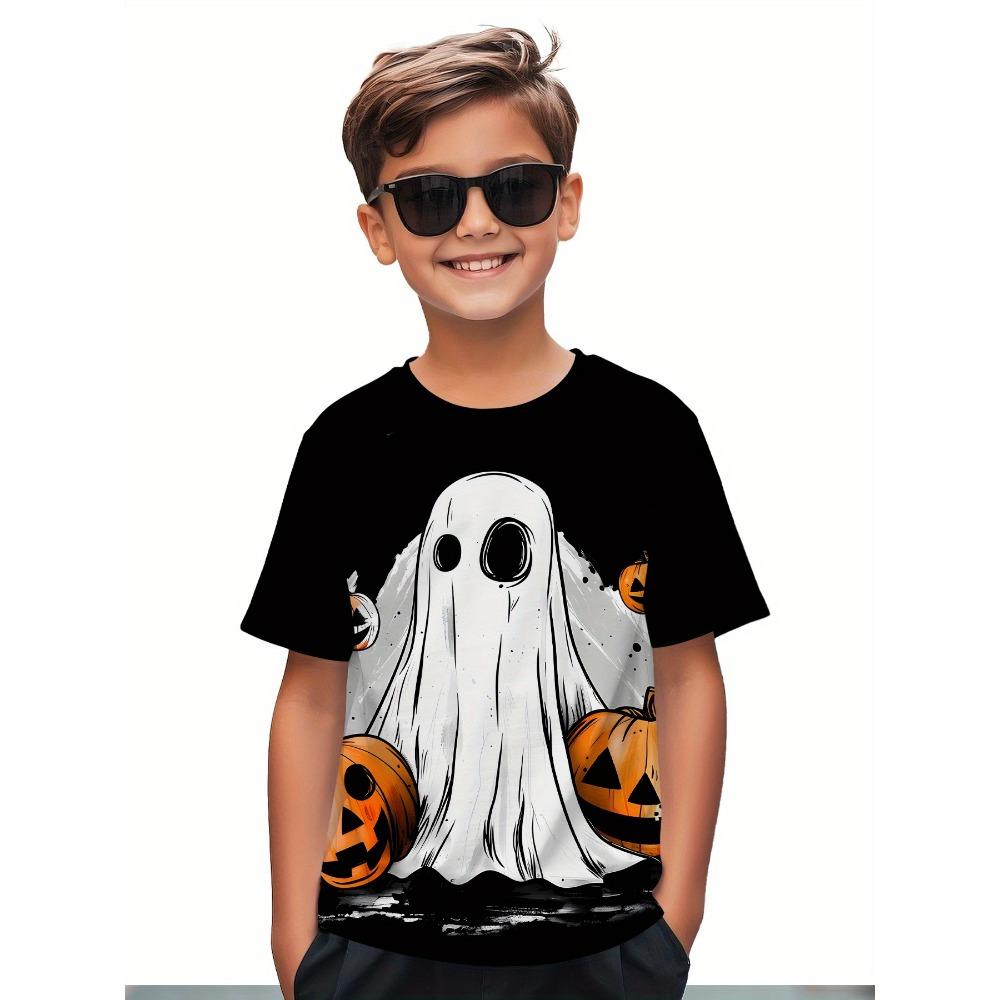 Children's Clothing Halloween Pumpkin Monster Graphic T-Shirt Boys Casual Short Sleeve Tee Halloween Gift for Kids Clothes 2-14Y