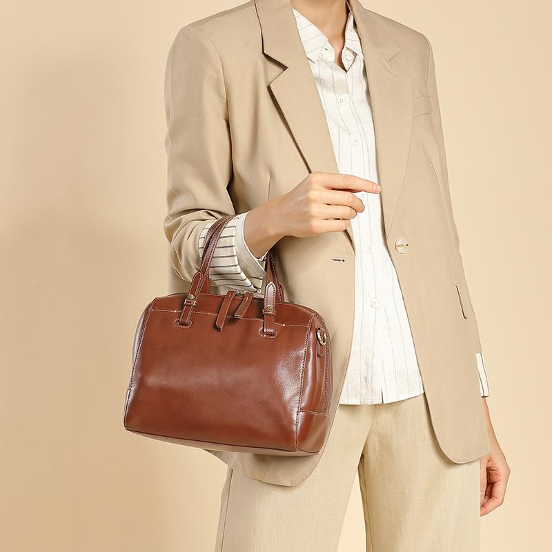 Genți de mână Boston din piele naturală pentru femei, genți de mână de designer la modă, tip pernă tote, genți de umăr crossbody pentru femei