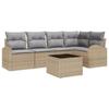 Ensemble de canapé de jardin de 6 pièces avec coussins en rotin poly noir, Canapé de jardin 2 places avec rangement 3354719