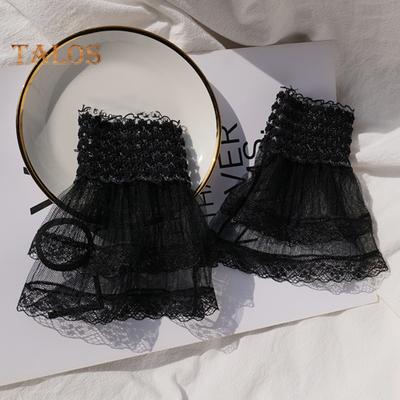 1 pár Dámské rukavice na ples Průhledná krajka s vyhloubeným okrajem volánkem Tenká manžeta na zápěstí Představení pro nevěstu Svatební palčáky