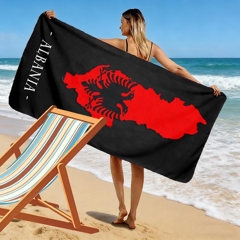 Toalla de Playa Estampada de la República de Albania, Toalla Grande Suave de Secado Rápido para Playa, Camping, Natación