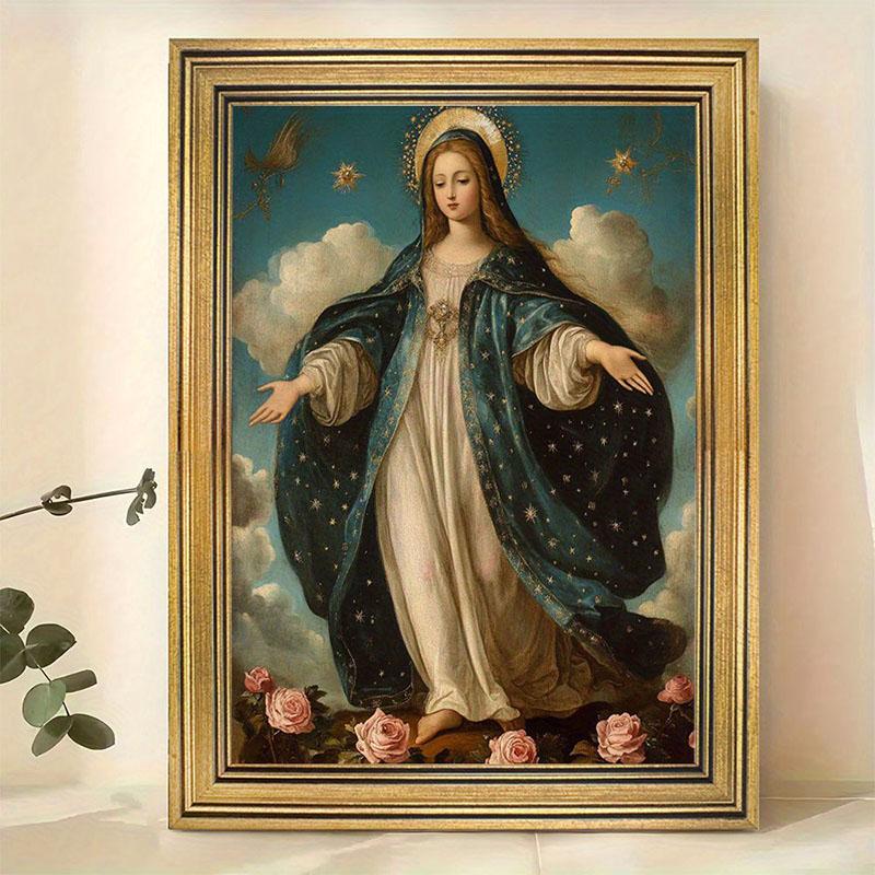 1pc Vintage Virgin Mary and Jesus Canvas Christian Faith Poster Home Wall Art, Vintage Living Room Kitchen Bathroom Decor