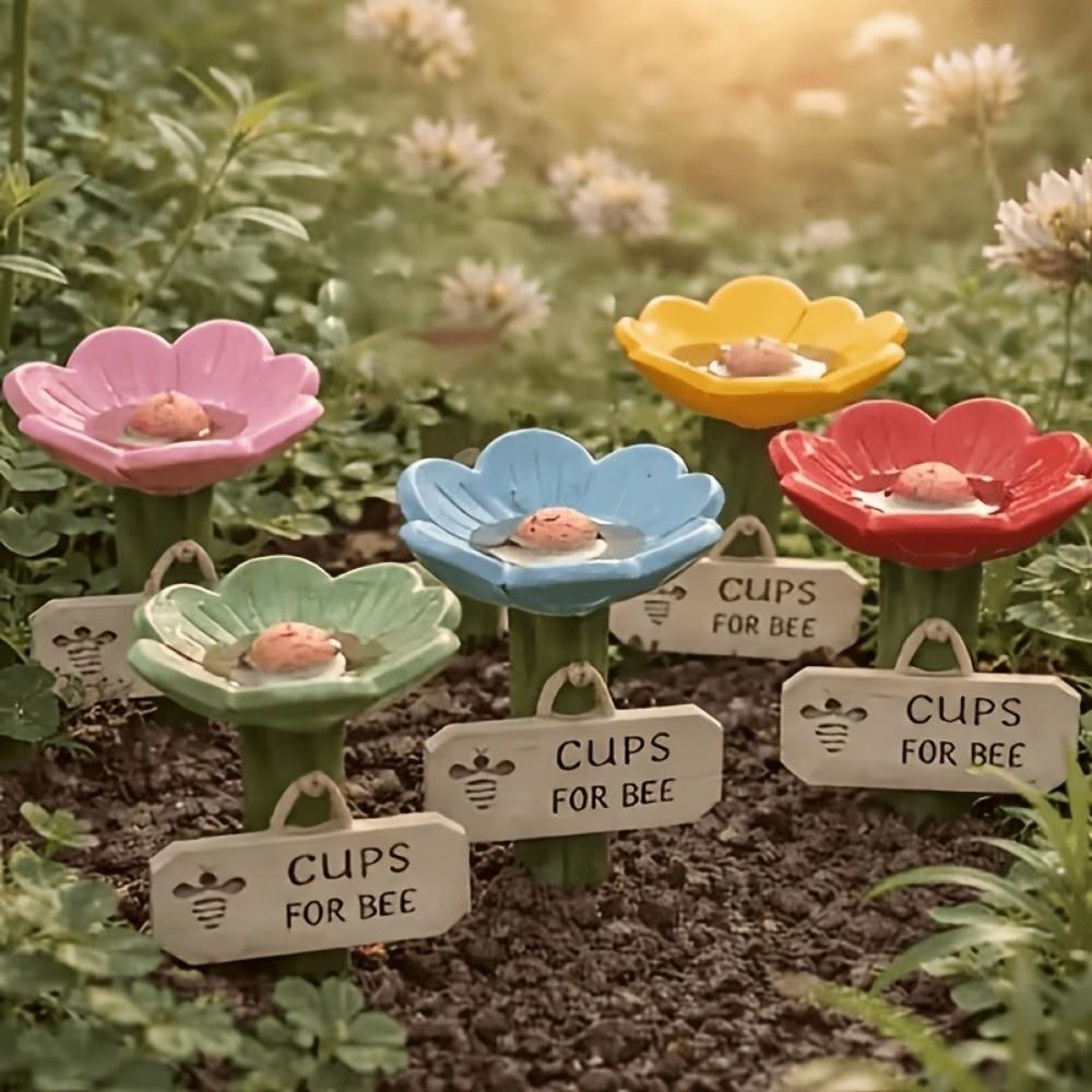 Resin Insect Drinking Cup Colorful Garden Decoration Bee Butterfly Water Dispenser  Beekeeping