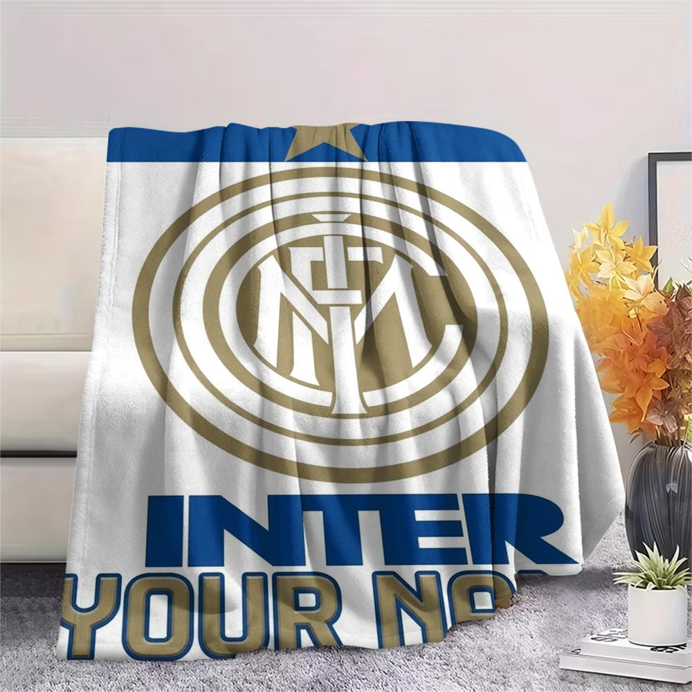 1PC Custom Name Inter Milan Patterned Flannel Blanket Suitable For All Seasons for Home Decor Warmth and Comfort Gifts Holiday Present
