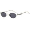 Women's Punk Retro Silver Anti Blue Light Eyewear Rhinestone Stainless Steel Oval Frame Glasses Girl Reading Seaside Spectacles