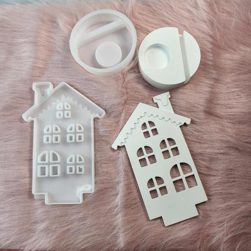 Svícen Snow House Silikonová forma Epoxidová pryskyřice Formy na svíčky Sádrový svícen Forma Domácí dekorace Forma