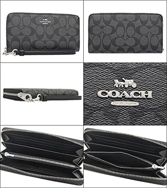 CocoLeza Women's Luxury Signature Long Zip-Around Wallet with Round Zipper and Strap (Black Smoke x Black) - Outlet Item