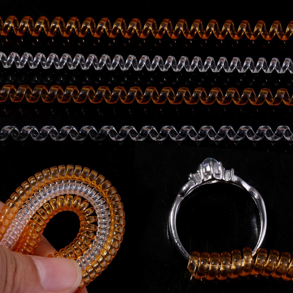 10pcs/lot Ring Size Adjuster Accessories Adjustable Invisible Transparent Spiral Spring Resizing Tools For Jewelry