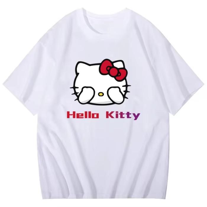 

2026 Sanrio Hello Kitty Casual Shortsleeve Roundneck Hotselling Comfortable summer Womens loose Tshirt S