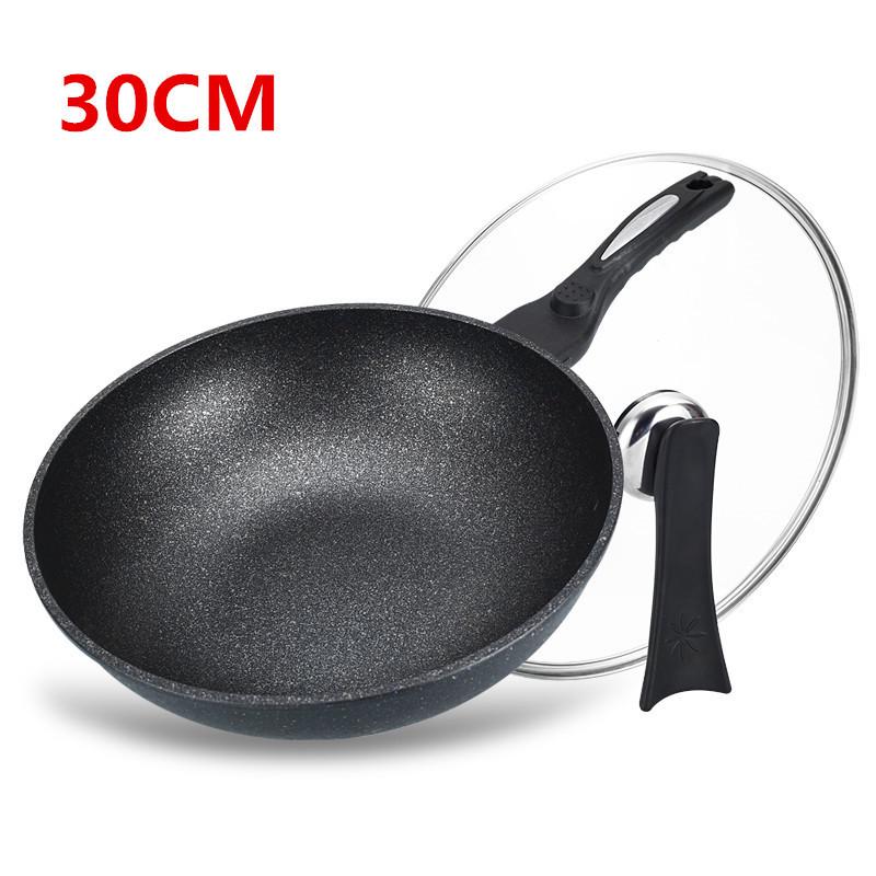 Premium Maifan Stone Non-Stick Wok, Low-Smoke, Flat-Bottom, Universal for Gas & Induction Cooktops, 32CM Stir-Fry Pan.