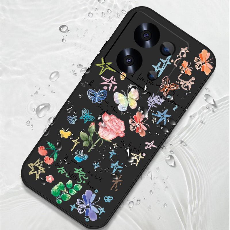 

Милый тонкий мягкий чехол с принтом в виде бабочки и цветка для Xiaomi Poco F6 X6 Pro 13T Redmi Note 13 12 11 Pro 10 TPU шнурок для защиты объектива противоударный чехол для телефона Redmi Note 13 4G фиолетовый