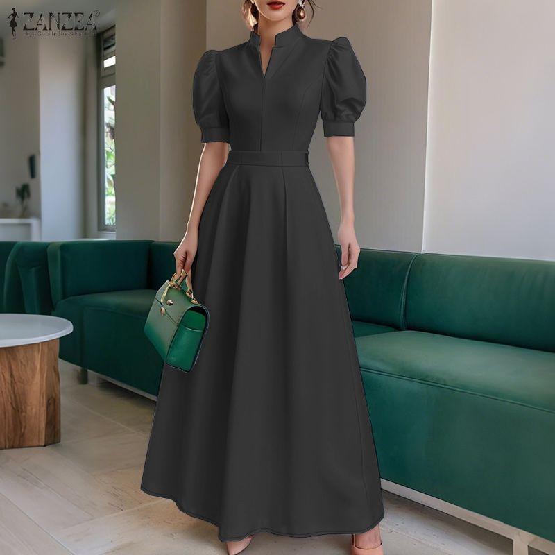 ZANZEA Blusa a Maniche Corte da Donna e Gonne Lunghe Estive Set Completi Due Pezzi