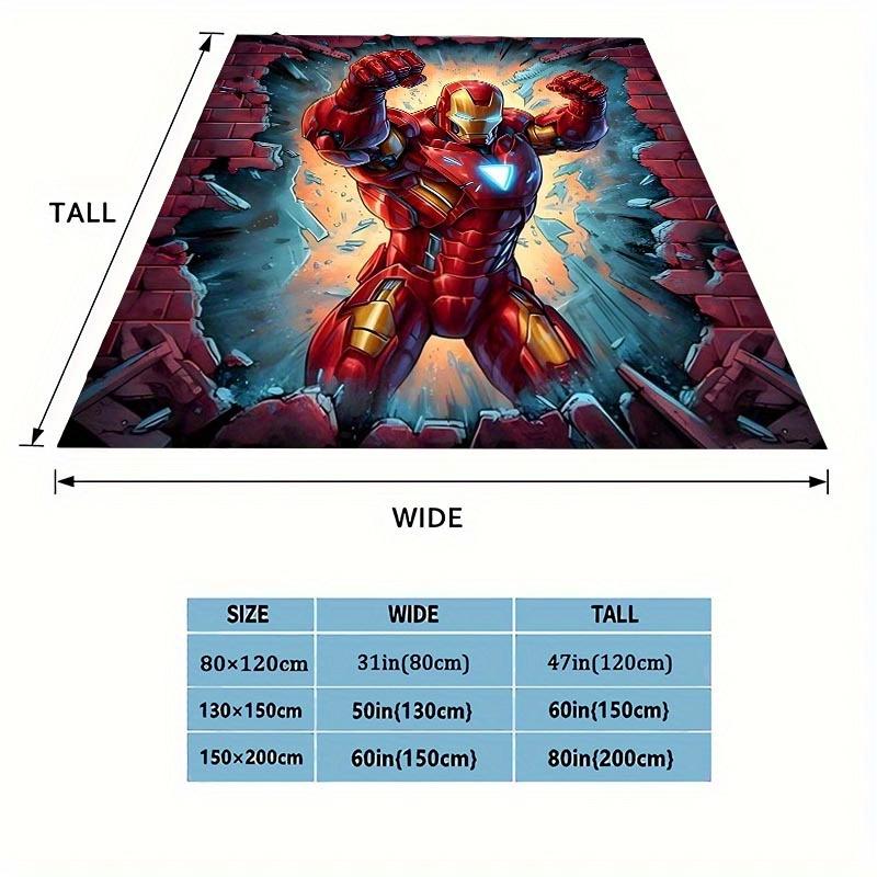 1pc Iron Man Printing Blanket - Soft, All-Season Throw for Living Room, Bedroom,Personalized Gift with Adorable Cartoon Design