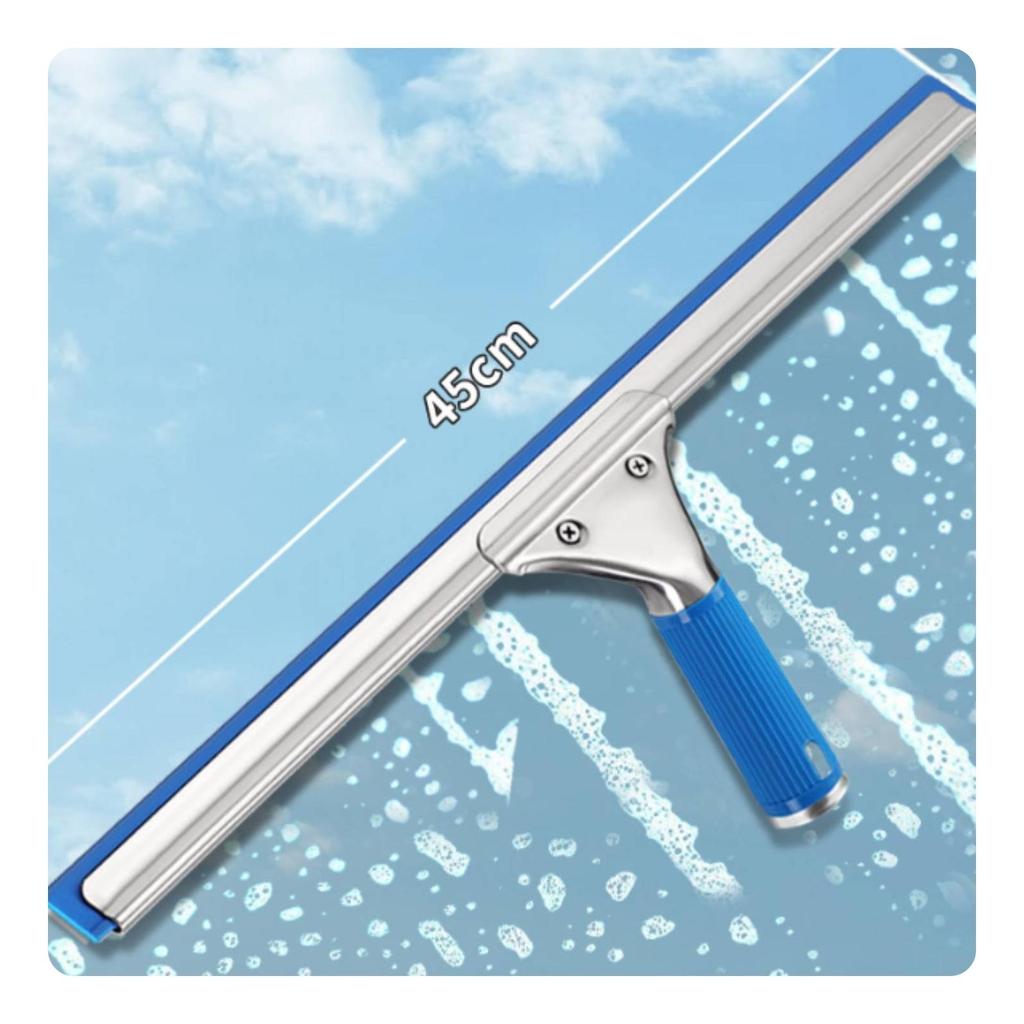 Triangular Head Squeegee ScrewFastened Handle Stainless Steel Ribbed Grip Home Cleaning