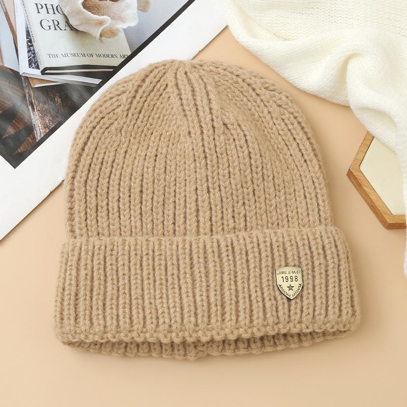 

Autumn and winter hats women s outdoor mountaineering headgear thermal ear protection knitted wool hat big head circumference cold hat One Size