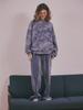 YUGADANG Hunting Scene Fleece-Lined Sweatshirt Oversized Navy