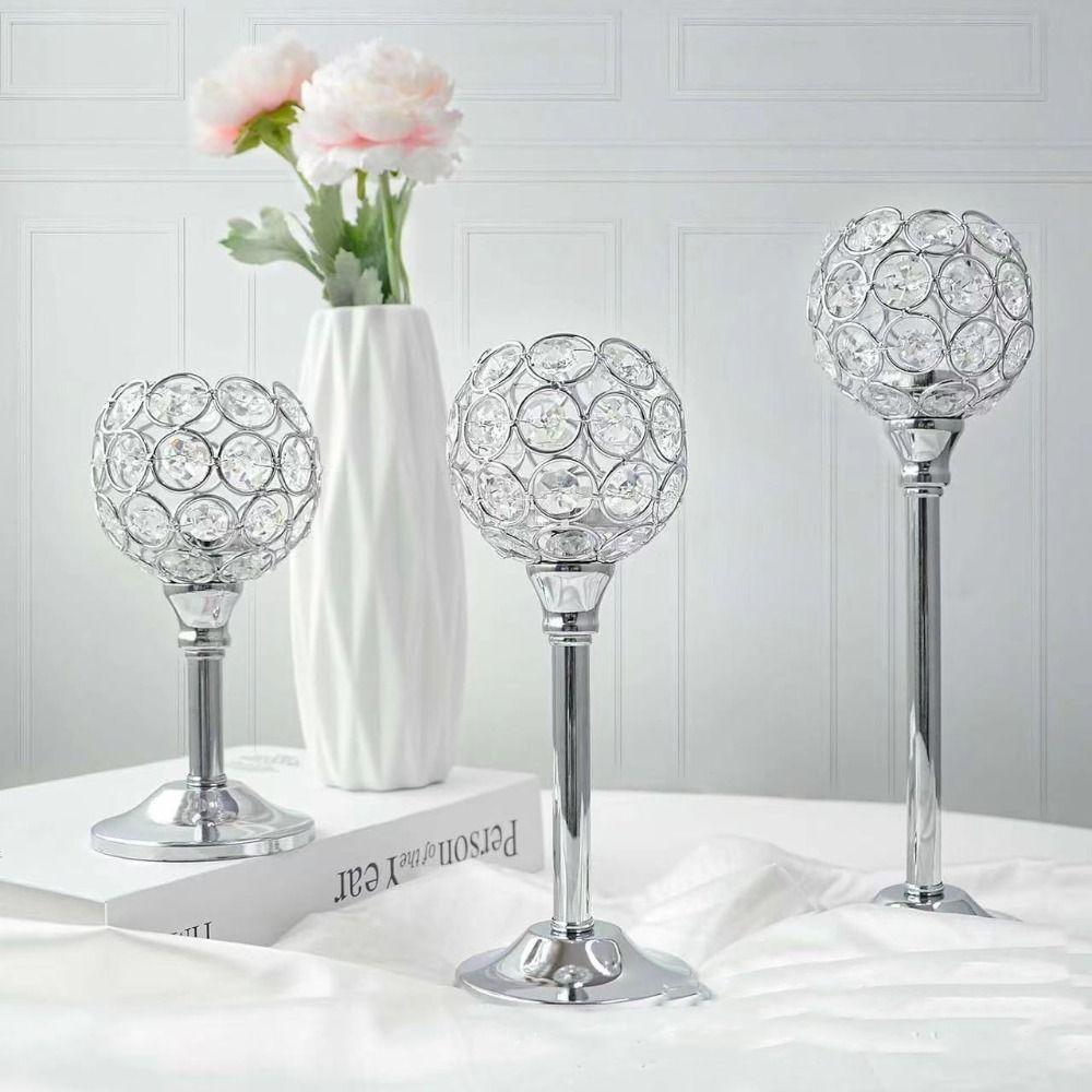 Porte-bougies romantiques en cristal doré, artisanat en métal, candélabre, dîner aux chandelles