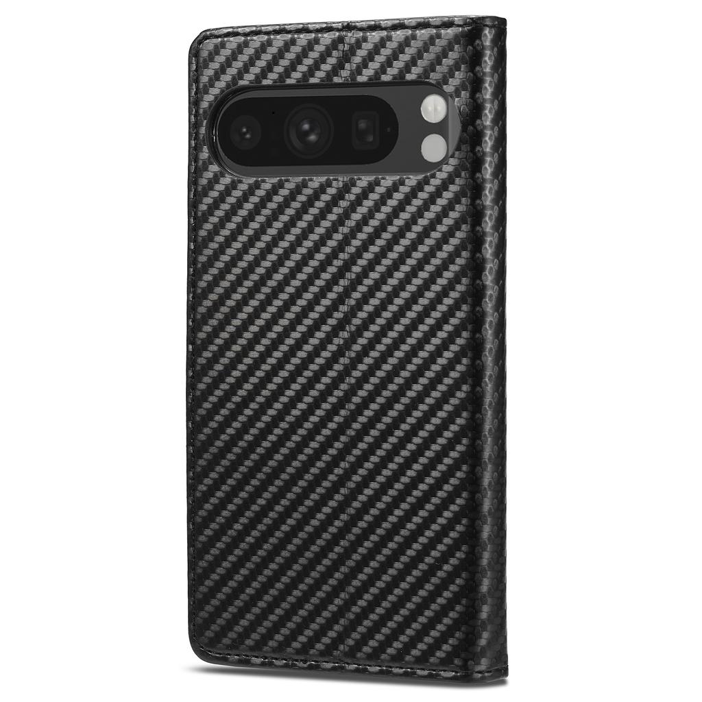 LC.IMEEKE For Google Pixel 9/Pixel 9 Pro Magnetic Case Carbon Fiber Texture Phone Wallet Cover