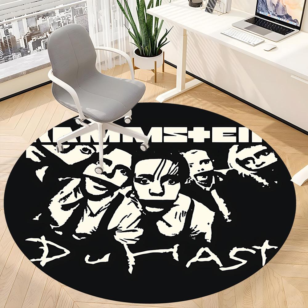 1 Stück Rammstein Musik Büro Runder Teppich, Indoor-Matte Geeignet für Büro, Unter Bürostühlen Schlafzimmer Wohnzimmer Heimdekoration, Raumdeko