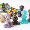 Zen Sitting Dog Resin Art Desk Decor Handmade Crystals For Meditation Gift