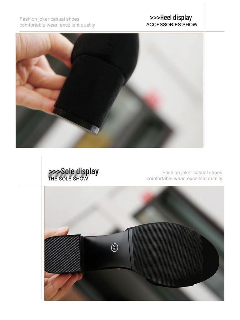 Europejskie i Amerykańskie Sandały na Grubym Obcasie z Otwartym Palcem, Zapinane na Klamrę z Koralikami, z Wycięciem z Boku i Zamszem, dla Kobiet.