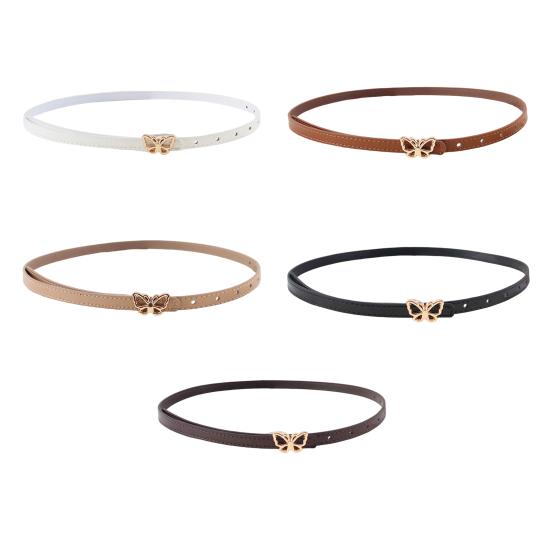 Metal Butterflies Buckle Belt Imitation Leather Women Belt Versatile Solid