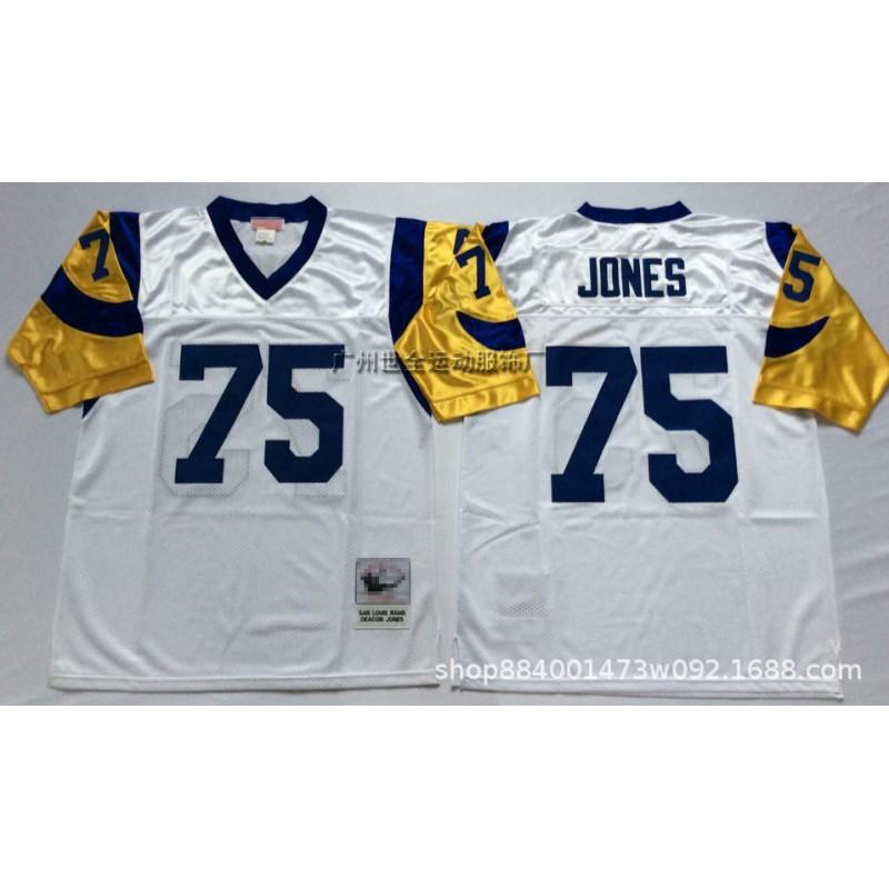 Mens Retro Rams Football Jersey Embroidered Hall Of Fame Tribute Training Uniform American Fans