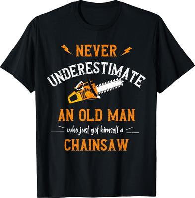 T-shirt Regalo Uomo Vecchio Taglialegna Motosega Taglia Alberi Abbattimento