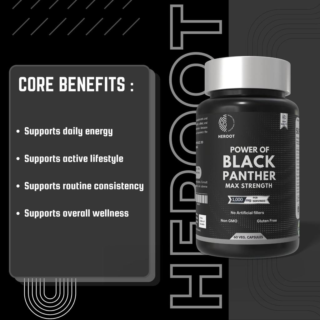 Power of Black Panther Herbal Blend Capsules | Botanical Formula | 60 Capsules