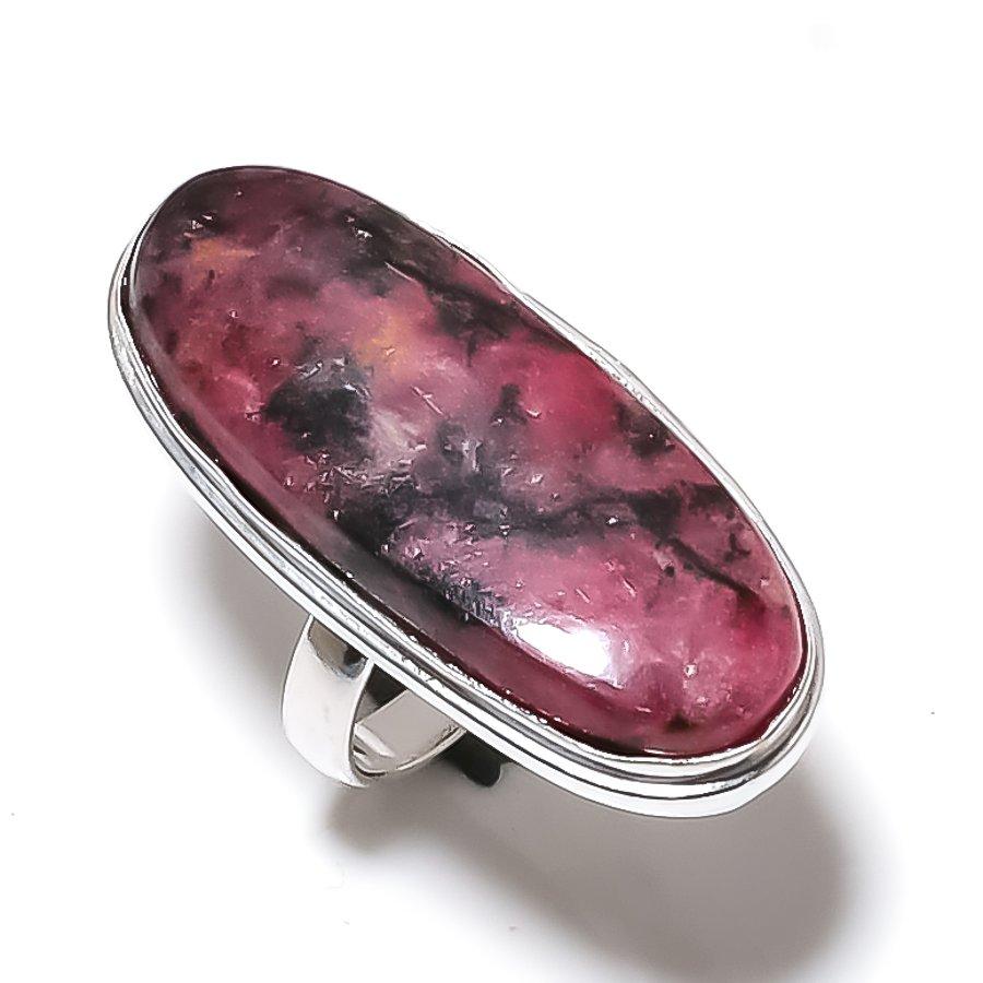 Rhodonite Gemstone 925 Sterling Silver Gift Jewelry Ring Size 7
