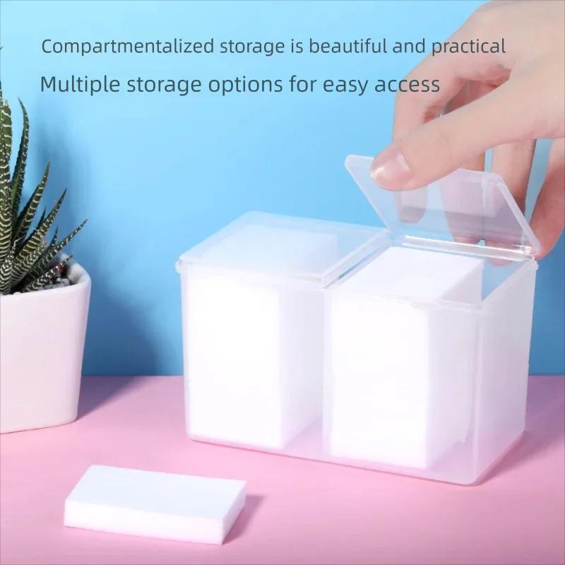 Nail Wipe Storage Box Cotton Pad Storage Box Independent Double-Compartment Nail Wipe Container Cotton Swab Stick Storage Box