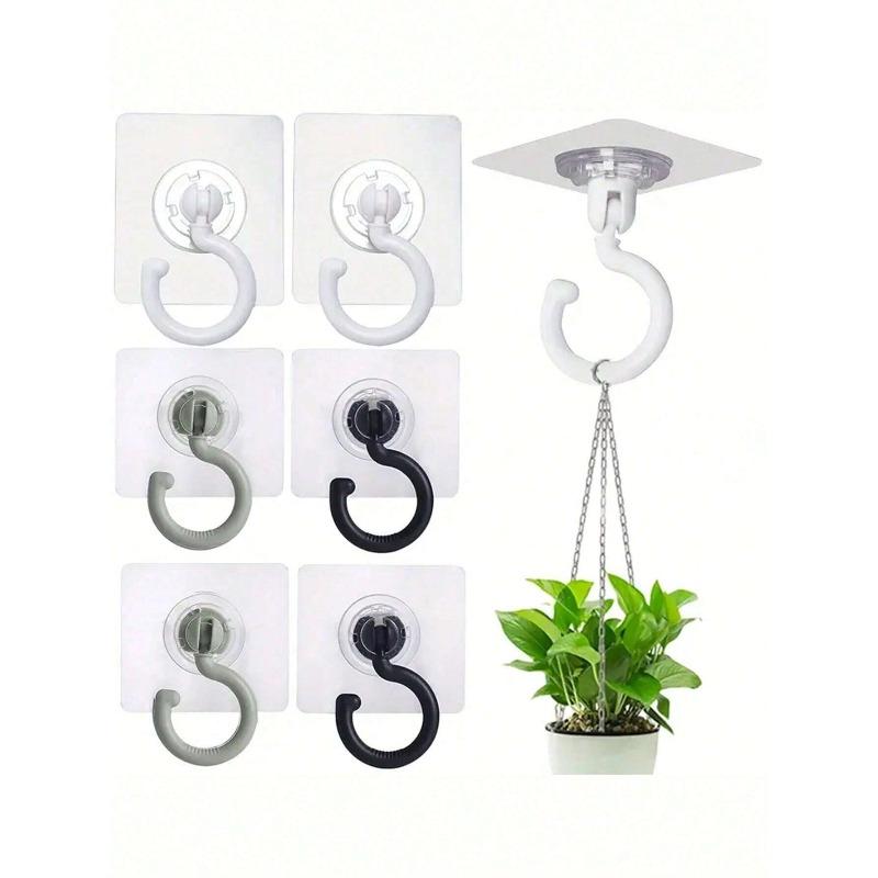 Rotatable Ceiling Adhesive Hooks - Easy Install, No Drill, Sticky Hanger For Hanging Plants, Lanterns, Wind Chimes
