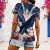Women Plus Size Asymmetric Neck Short Sleeve Top Colorful Rainbow Heart Vibrant Art Print