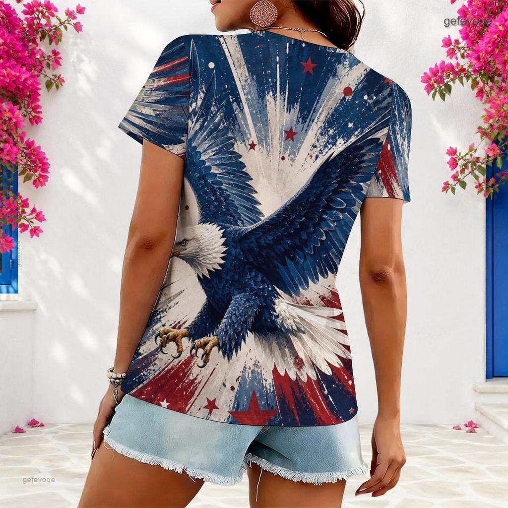 Women Plus Size Asymmetric Neck Short Sleeve Top Colorful Rainbow Heart Vibrant Art Print