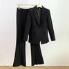 European and American Star Style Professional Suit Set, One-Button Long Blazer with Flared Pants Two-Piece Set for Women