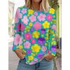 Mode femmes manches longues fleur T-Shirt col rond à manches longues vêtements décontracté vacances cadeau vêtements mode fête T-Shirt