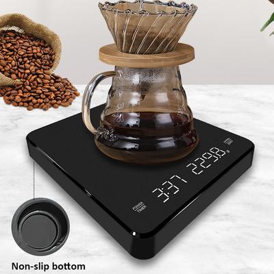 Μαύρη Ηλεκτρονική Ζυγαριά Καφέ 3kg 0.1g Ζυγαριά Κουζίνας Κρυφή Οθόνη Φόρτιση Χρονομέτρηση Χρονοδιακόπτης Καφέ Χειροκίνητης Παρασκευής Ψηφιακή Ζυγαριά