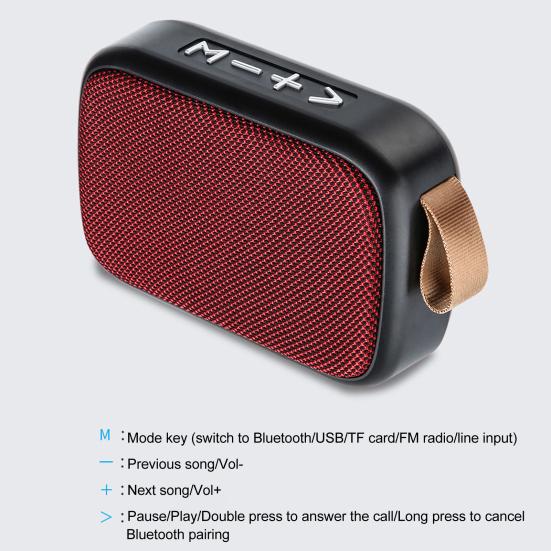 Portable Mini G2 6D Bass Bluetooth-compatible 4.2 Wireless Speaker with USB TF Card Jack Subwoofer Loudspeaker for Indoor Outdoor