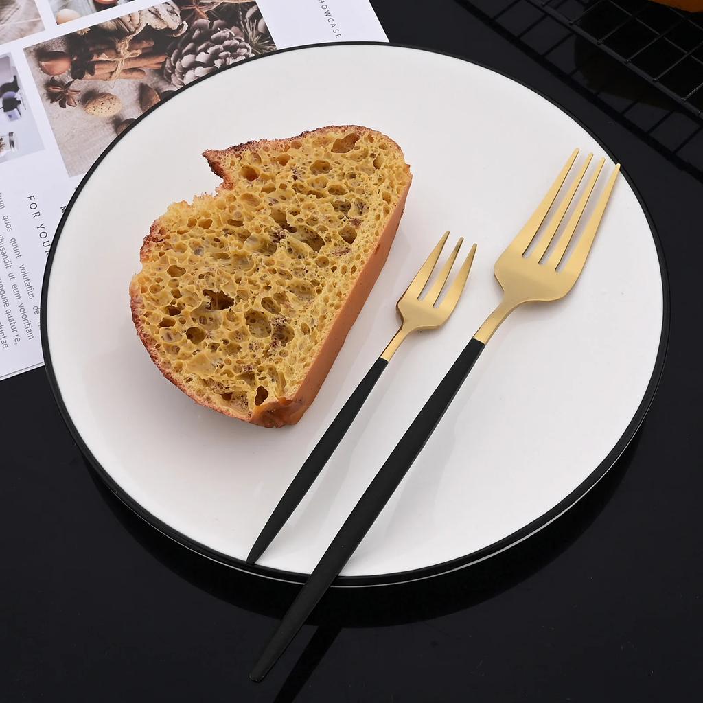 Black Gold 20Pcs Dinnerware Set Stainless Steel Dinner Knife Fruit Fork Spoon Cutlery Set Kitchen Tableware Flatware Set