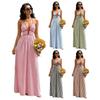 Women's Halter Striped Maxi Dress Sleeveless Deep V Neck A Line Sundress Summer A-Line Beach Vacation Dress