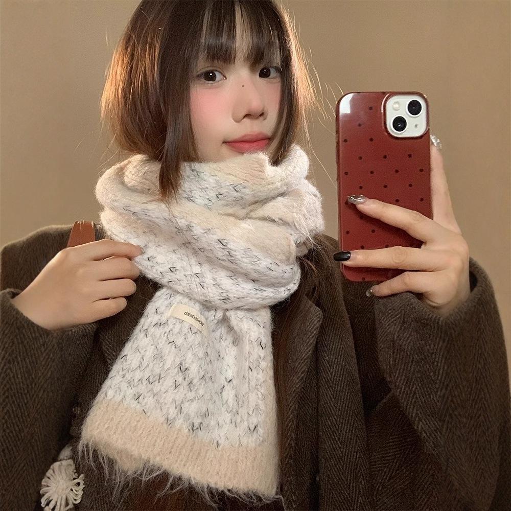 Including scarves, women's winter senior sense is versatile, white lovers keep warm, wool scarf neck protection, Korean version of the student tide