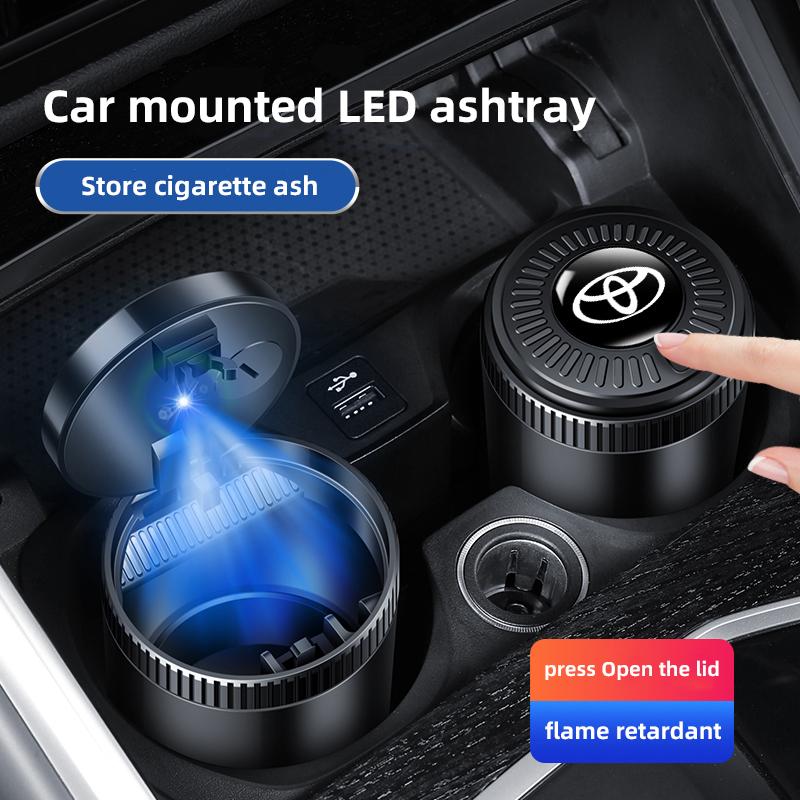 Car Ashtray With LED Light Universal Accessories For Toyota Hilux Corolla RAV4 Camry Highlander Yaris Cross Prado C-HR Sienna FP1