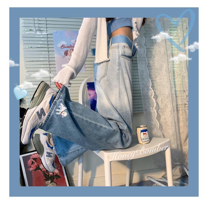 Primavera 2022 moda donna a vita alta y2k jeans a gamba larga da donna larghi gradiente donna denim capris pantaloni jean mamma jeans pantaloni