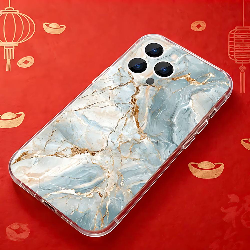 Marble Quicksand Pattern Phone Case For iPhone 17,16,15,14,13,12,11 Pro,Max,Plus,X,XS,XR,SE4,E Mini Transparent Soft Cover iPhone14