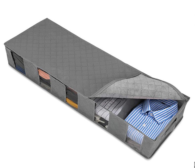 Foldable Under-Bed Storage Box: Dustproof, Transparent, Divided Clothes Organizer
