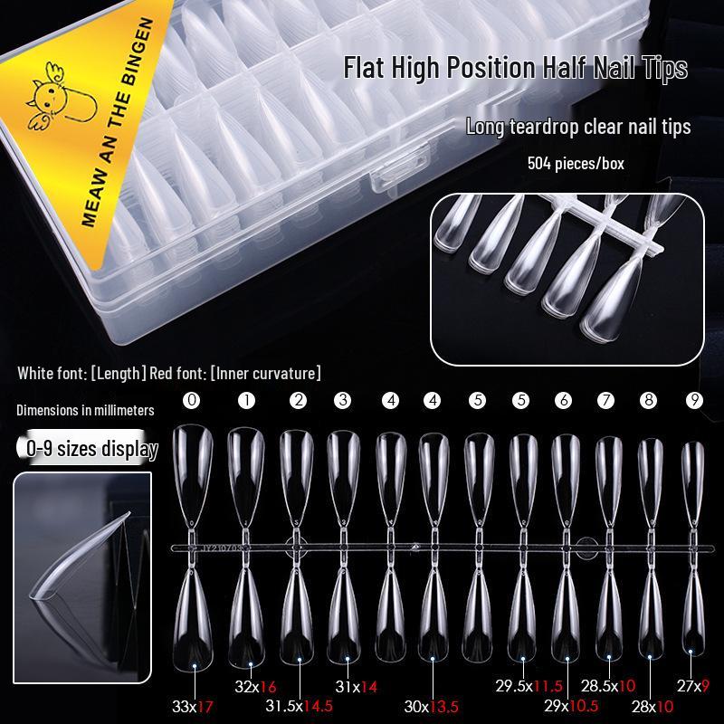 540 Ultra-Thin Transparent Half-Cover False Nail Tips - Seamless, No Carving Required