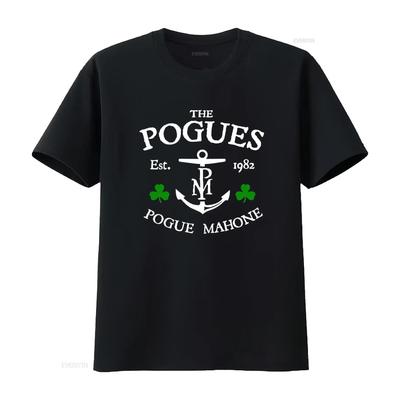 Retro The Pogues T Shirt Pogue Mahone Anchor Design Est 1982 Irish Punk Rock Band  Vintage Washed Soft Stretched