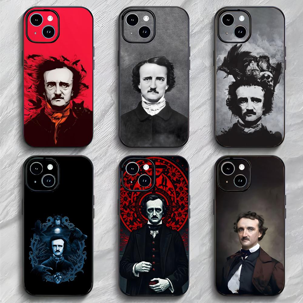Classic Writer E-Edgar Allan Poe Phone Case Phone Case Soft Packaging Lightweight For iPhone17 16 15 14 13ProMax